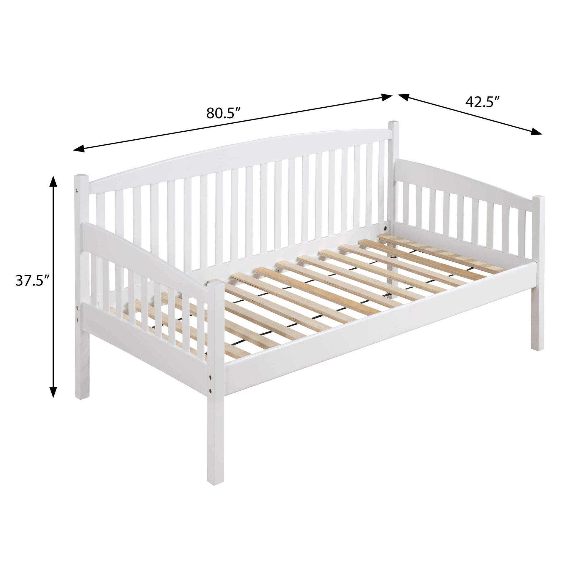 White Back Twin Daybed Box Spring Not Required Twin White Wood White Transitional Wood