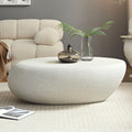 43.31''Fiberglass Elliptical Coffee Table For Living Room Vintage Table,Matte Rocks Table Front Of The Sofa, Irregular Center Table,No Need Assembly Beige Fiberglass