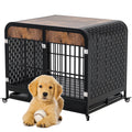 Heavy Duty Dog Crate Furniture Wooden Table Pet Dog Cage Kennel House Indoor Side End Table Decor With Removable Trays And Lockable Wheels For Small Dogs 33