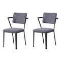 Grey And Gunmetal Open Back Dinning Chairs Set Of 2 Grey Primary Living Space Modern Fabric Metal