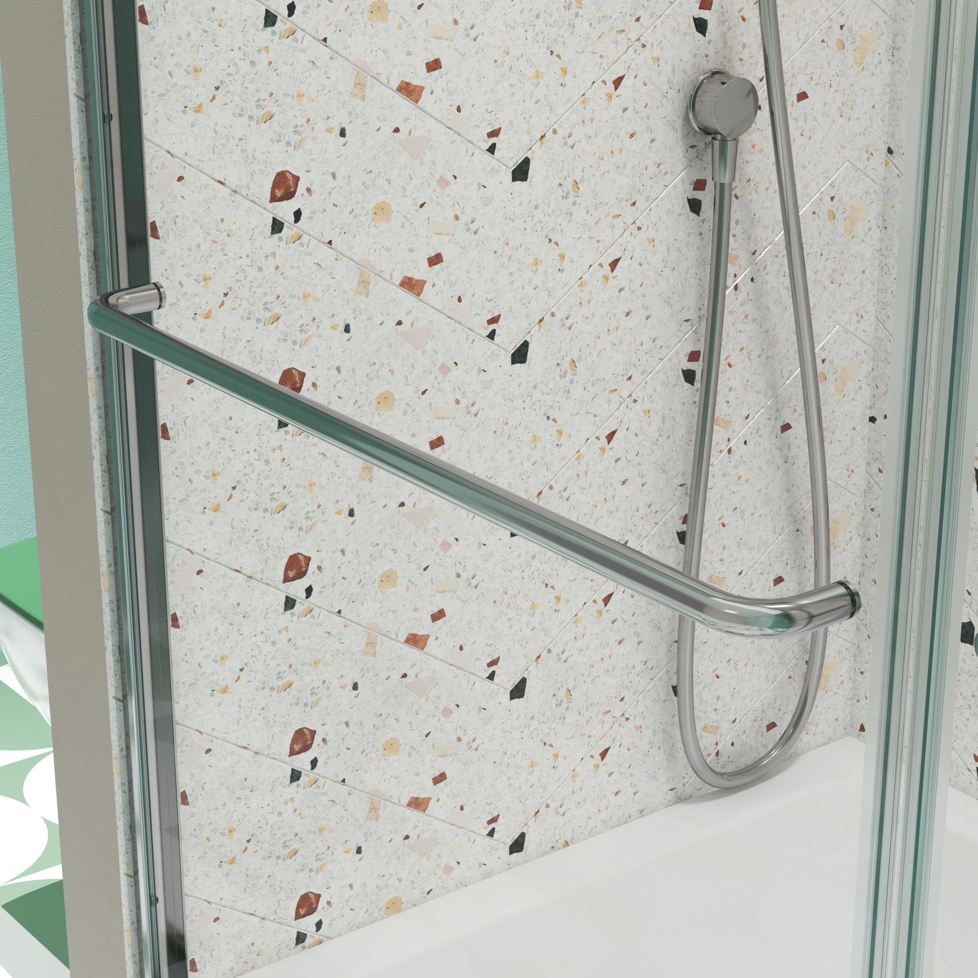 Bypass Shower Door, Sliding Door, With 1 4" Tempered Glass And Chromed Finish 4870 Chrome Bathroom Aluminium Alloy