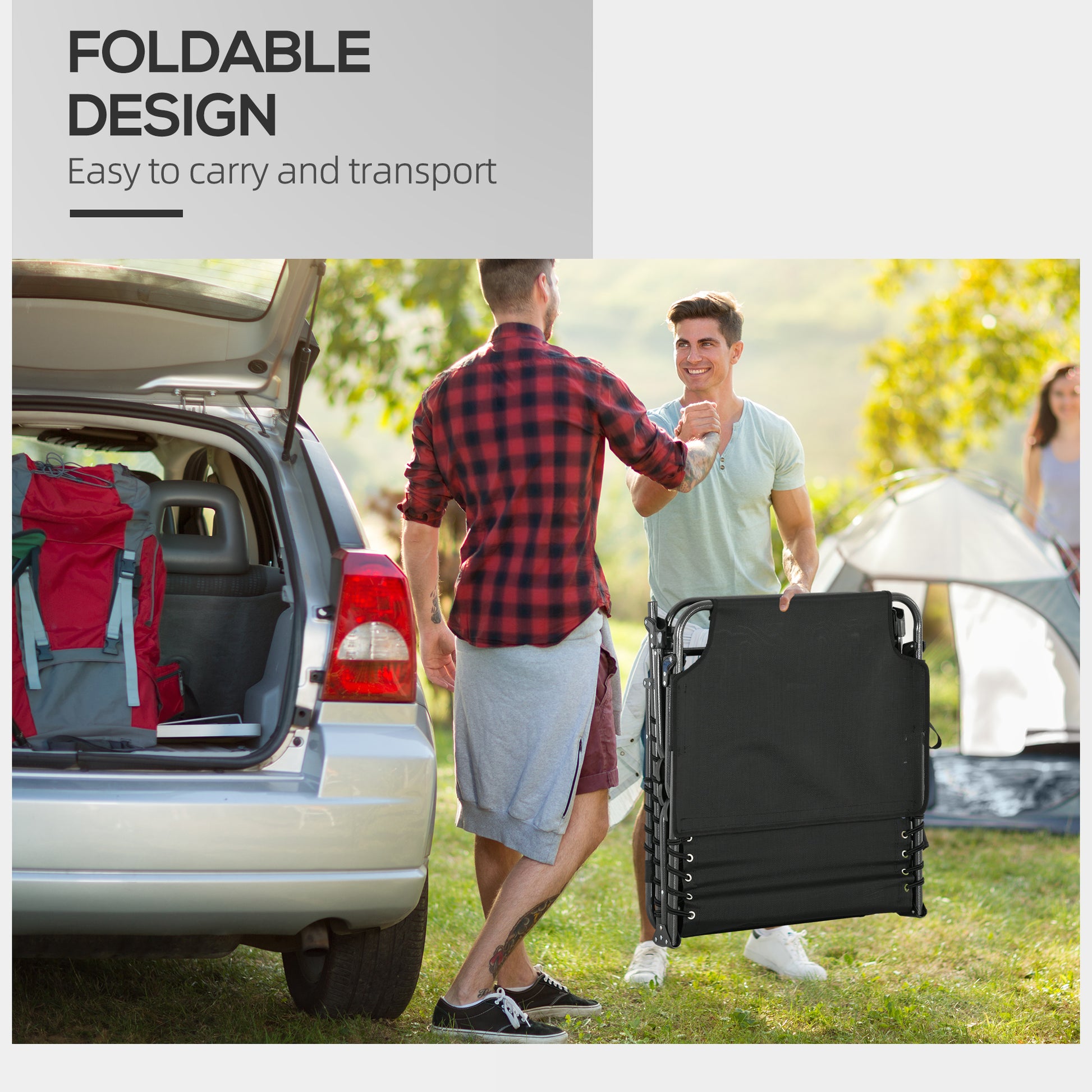 Outsunny Folding Chaise Lounge With 5 Level Reclining Back, Outdoor Tanning Chair With Reading Face Hole, Outdoor Lounge Chair With Side Pocket & Headrest For Beach, Yard, Patio, Black Black Steel