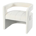Modern Velvet Accent Chair With Ribbed Detail, Luxury Curved Fully Upholstered Accent Chair, Ivory White No Assembly Needed Ivory White Velvet