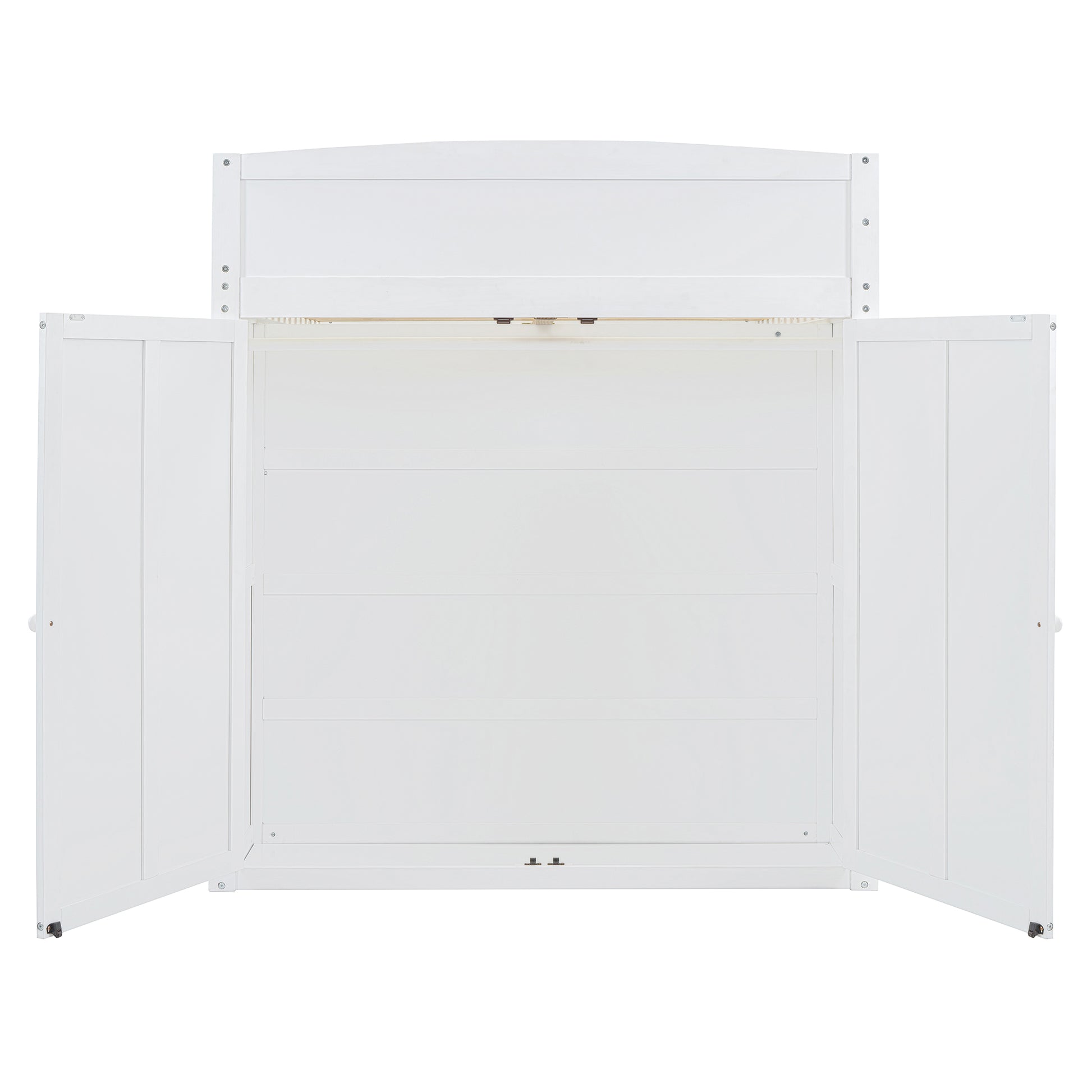 Full Size Loft Bed With Desk, Wardrobes, 4 Drawers And 4 Shelves White Full White Solid Wood