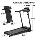 Folding Treadmill With Incline 2.5Hp 12Km H Electric Treadmill For Home Foldable, Bluetooth Music Cup Holder Heart Rate Sensor Walking Running Machine For Indoor Home Gym Exercise Fitness Black Stainless Steel