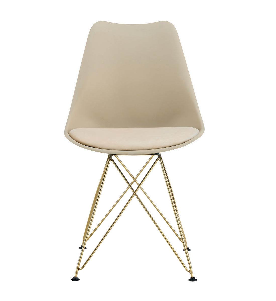 Modern Dining Chairs With Shell Lounge Plastic Seat And Golden Steel Legs Kitehcn Chairs Meeting Room Chairs Living Room,Set Of 4, Beige Beige Metal