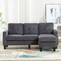 Velvet Sectional Couchl Shaped Sofa With Ottoman For Small Apartment Dark Gray Velvet 3 Seat