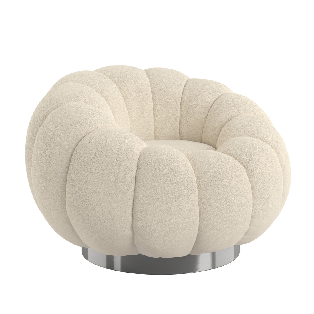 Lillie White Pumpkin Swivel Accent Chair White Foam Solid Wood