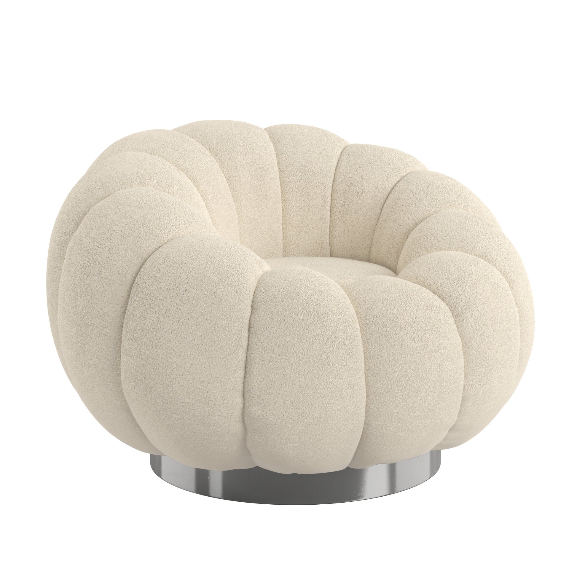 Lillie White Pumpkin Swivel Accent Chair White Foam Solid Wood