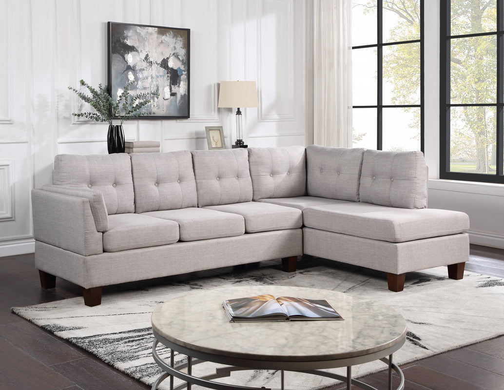 Dalia 97" Light Gray Linen Modern Sectional Sofa With Right Facing Chaise Light Gray Linen