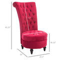 Homcom High Back Accent Chair, Upholstered Armless Chair, Retro Button Tufted Royal Design With Thick Padding And Rubberwood Leg For Living Room, Dining Room And Bedroom, Crimson Red Red Polyester