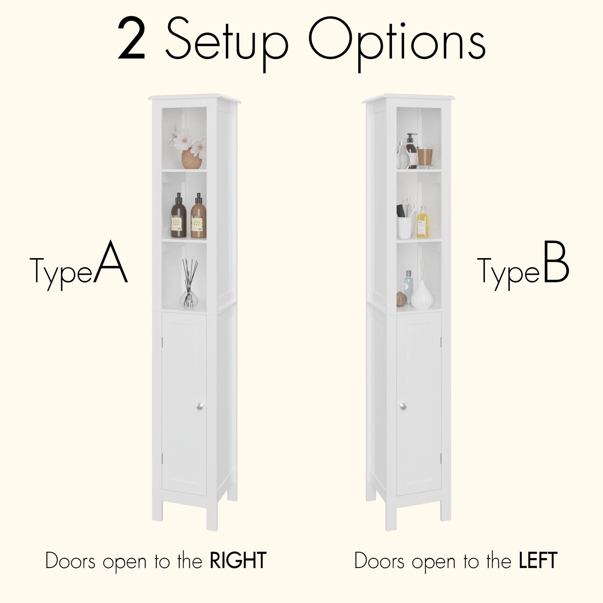 66.92" Tall Bathroom Storage Cabinet With Adjustable Shelves,1 Doors Freestanding Cabinet With Anti Tip, Open Compartments, For Home, Small Spaces, Bathroom,Kitchen, Living Room, White White 1 3 60 In & Above Mdf