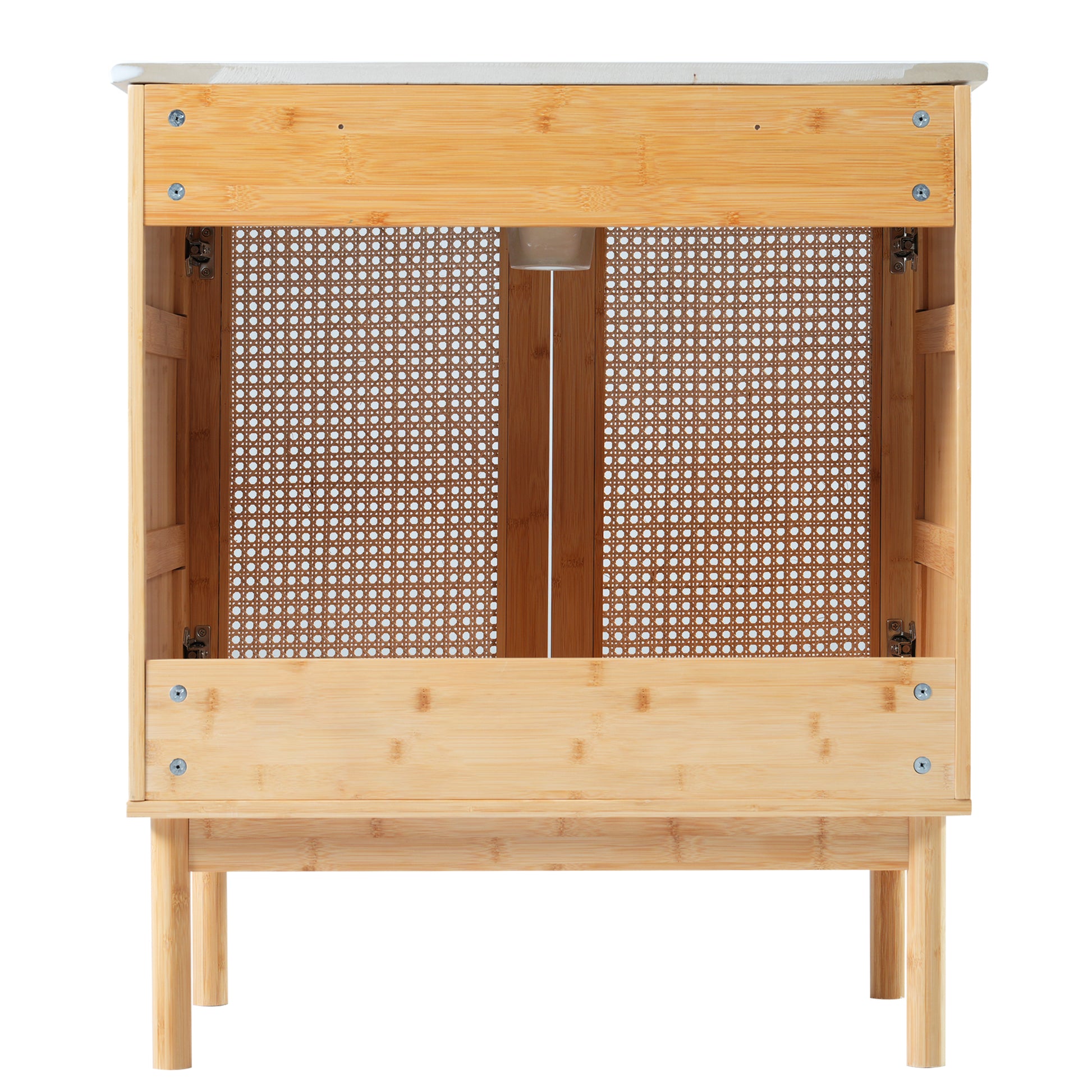 30 Inch Bathroom Vanity Crafted From Natural Materials, Featuring Handmade Rattan Doors And Soft Closing Mechanisms Wood Wood Rattan