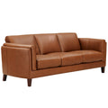 Maui Leather Sofa Brown Down Filling Genuine Leather 3 Seat