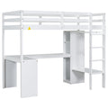 Twin Size Loft Bed With L Shaped Desk, Wardrobe And Storage Shelves, White Expected Arrival Time: 8.31 Box Spring Not Required Twin White Wood Bedroom Solid Wood Mdf