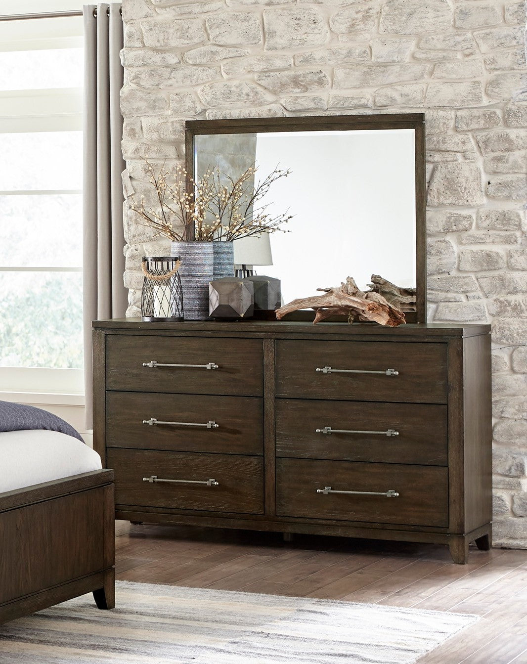 Contemporary Style Bedroom 1Pc Dresser Of 6 Drawers Dark Brown Finish Wooden Furniture Modern Look Dark Brown Bedroom Contemporary,Modern Wood