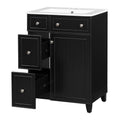 24 Inch Bathroom Vanity Cabinet With Ceramic Sink, 2 Drawers, 1 Door Black Bathroom Solid Wood Mdf