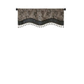 Jacquard Window Rod Pocket Valance With Beads Black 50X18