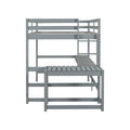 Full Size High Loft Bed With Built In Desk, Ladder Platform, Ladders, Guardrails ,Grey Full Grey Bedroom American Design Pine