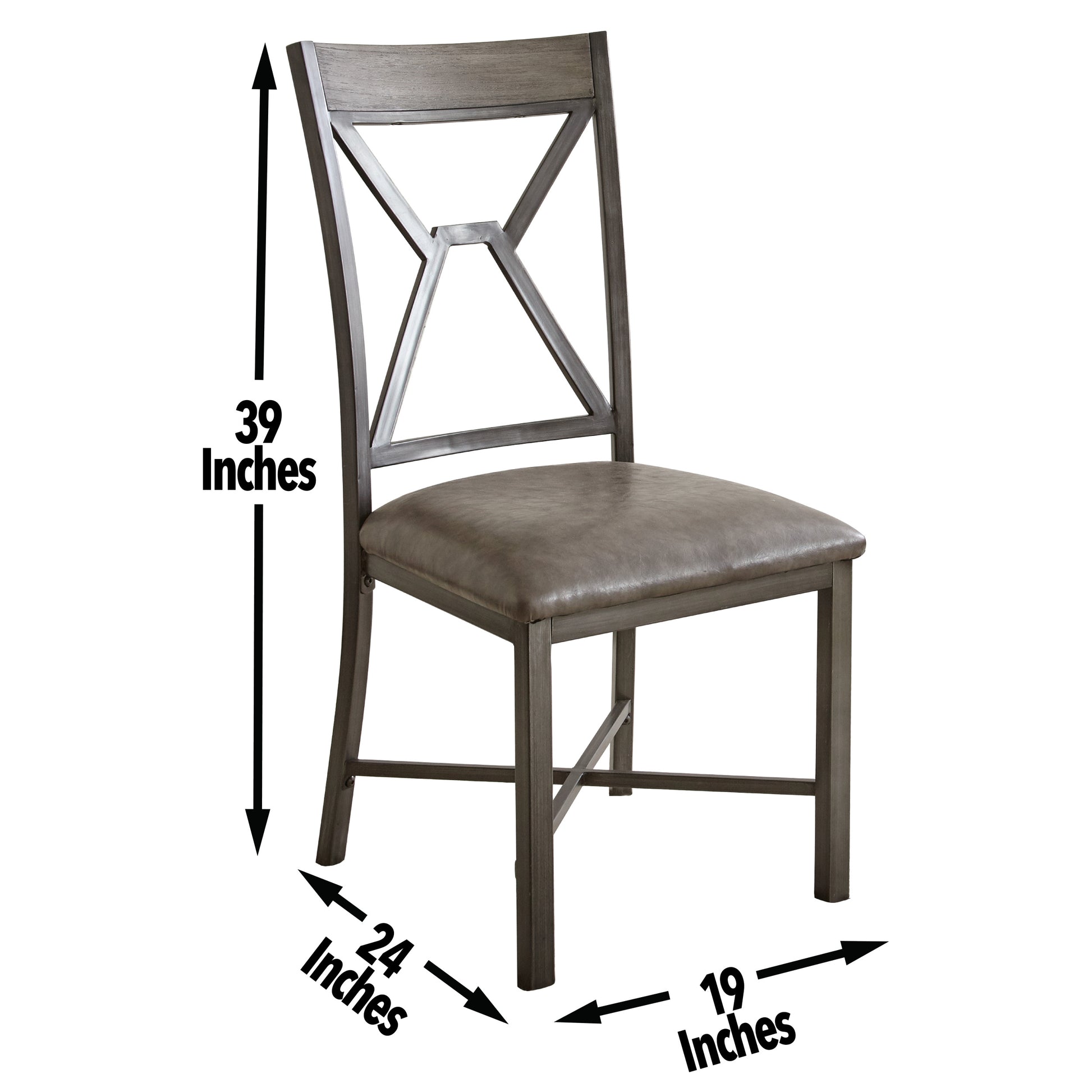 Alamo Pu Side Chair Set Of 2 Gray Dark Gray Wood