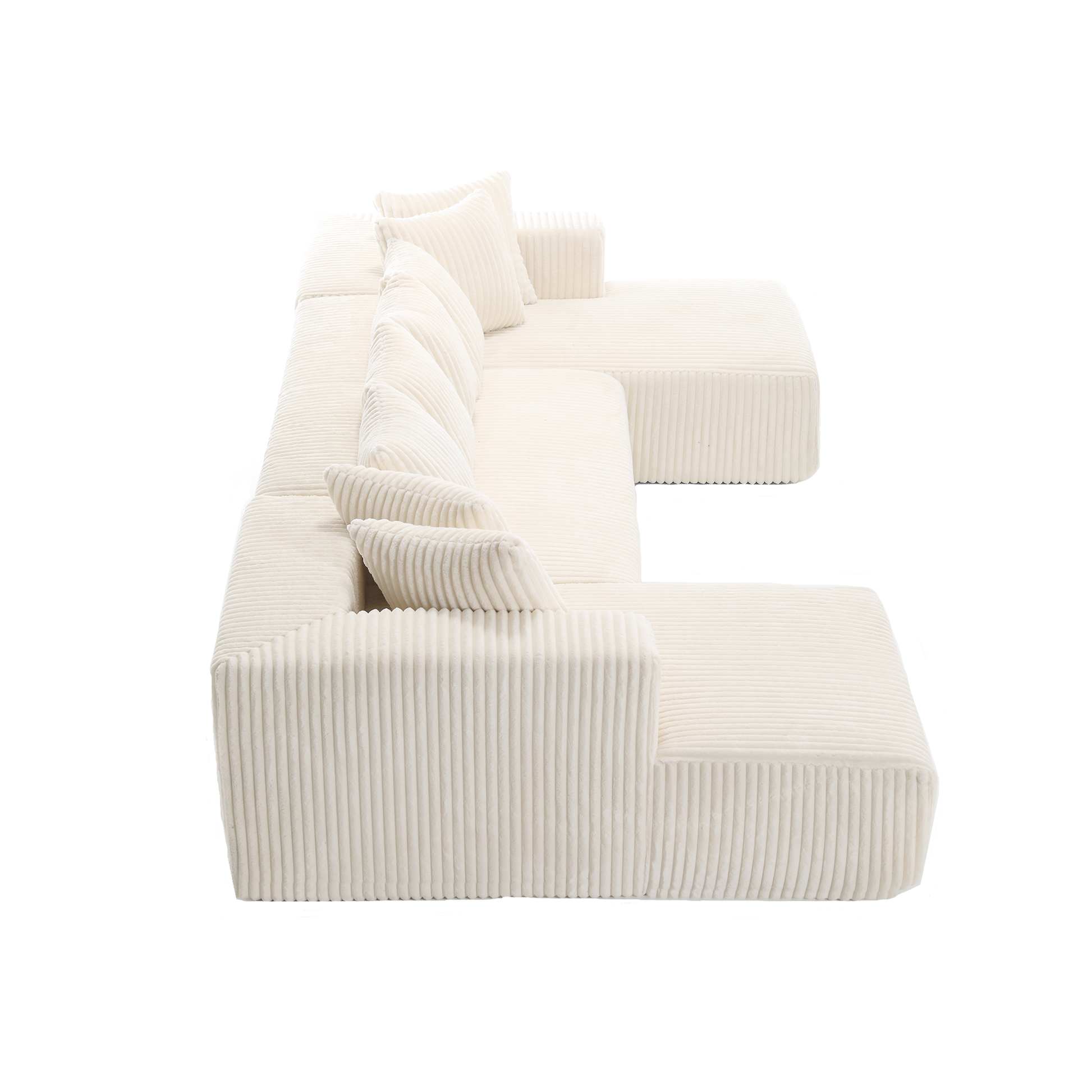 Arrived 131'' Modular Sectional Couch, U Shaped Sofachaise Lounge, Striped Fabric,Upholstered 4 Seater Couch For Living Room, Bedroom, Free Combination Sofa Corduroy ,White White Polyester Primary Living Space Soft Modern Square Arms Foam Upholstered 4