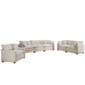 3 Piece Sofa Set, Comfortable Oversized Sofa With One Single Sofa, One 2 Seater Sofa And One 3 Seater Sofa, Light Beige Corduroy Deep Seat Sofa Beige Corduroy 6 Seat
