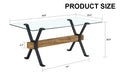 Dining Table. Modern Tempered Glass Dining Table. Large Modern Office Desk With Black Metal Legs And Mdf Crossbars, Suitable For Home And Office Use. Kitchen 70.9 Inches X 35.4 Inches X 30 Inches 1105 Transparent Mdf Glass