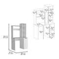 Muncy Computer Desk With Large Work Surface, Hutch Storage And Single Door Cabinet With 3 Tier Shelves, White White Particle Board Particle Board