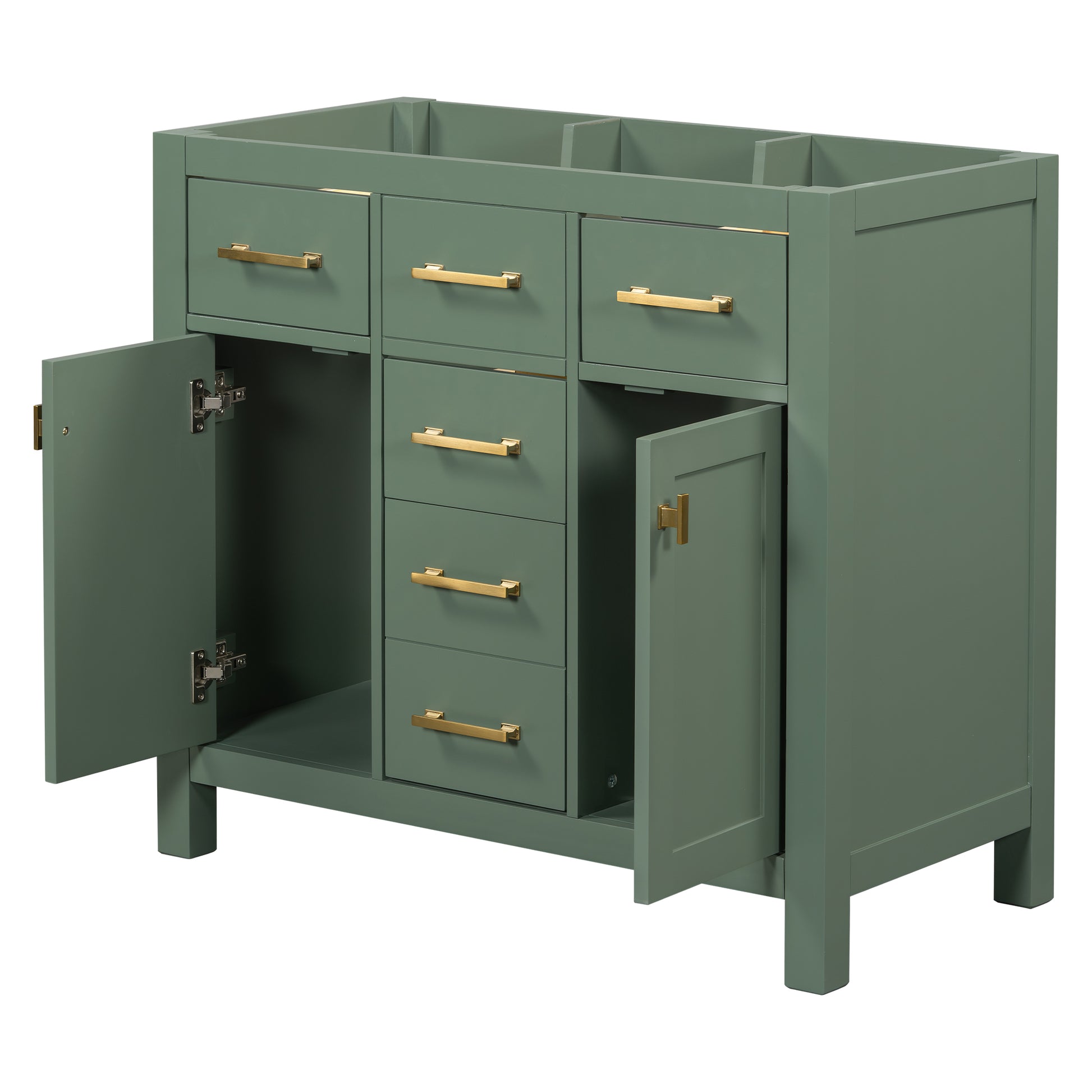 36'' Bathroon Vanity Without, Modern Freestanding Single Bathroom Cabinet With 4 Drawers & 2 Cabinets,Storage Cabinet For Bathroom, Solid Wood Frame Vanity Only, Green Not Include Sink Green Solid Wood Mdf