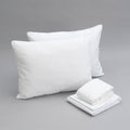 Essentials Bedding Bundle Queen: Pillows, Sheet Set, Mattress Protector Queen White Cotton