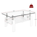 Rectangle Coffee Table, Tempered Glass Tabletop With Mdf Layer, Modern Table For Living Roomgray Glass Gray Tempered Glass