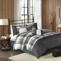7 Piece Herringbone Comforter Set Grey Queen Queen Grey Polyester