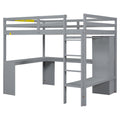 Full Size Loft Bed With L Shaped Desk, Wardrobe And Storage Shelves, Grey Expected Arrival Time: 8.31 Box Spring Not Required Full Grey Wood Bedroom Solid Wood Mdf