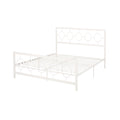 King Size Classical Metal Bed Frame With Circular Design Headboard And Footboard, Under Bed Space, White King White Iron