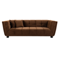 Wks13 Mid Century Modern Style: Camel Sofa Simple, Small Square Design, Velvet Fabric Texture Smooth, Retro Fashion, Solid Wood Feet, 2 People Design Camel Retro Fabric 2 Seat