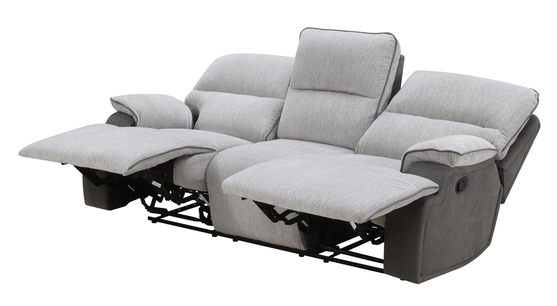 Cyprus Recliner Sofa Gray Gray Fabric 3 Seat