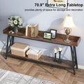 70.87 Inch Extra Long Console Table Behind Couch, Rustic Industrial Sofa Table For Living Room, Narrow Entryway Hallway Long Bar Table, Brown Black Black Brown Primary Living Space Console Tables Rectangular Mdf Metal