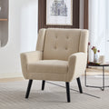 Modern Soft Teddy Material Ergonomics Accent Chair Living Room Chair Bedroom Chair Home Chair With Black Legs For Indoor Home White Teddy Fabric White Foam Upholstered