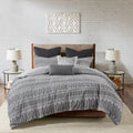 Cotton Jacquard Comforter Mini Set Grey Black King Cal King King Grey Black Cotton