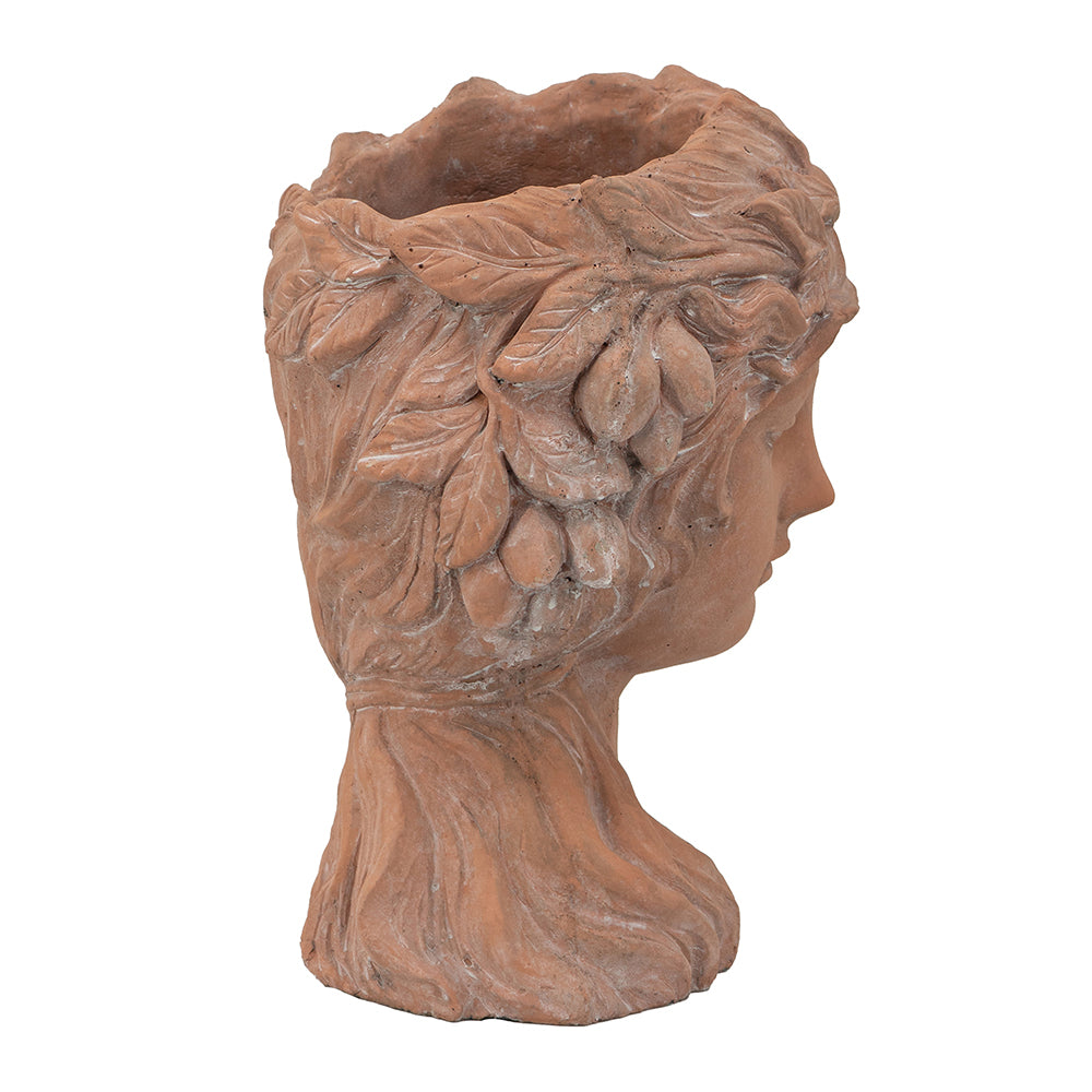 8X9X11.5" Brown Head Bust Planter, Greek Style Cement Head Planter Indoor Outdoor Home Garden Decor Brown Garden & Outdoor Cement