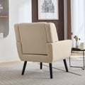 Modern Soft Teddy Material Ergonomics Accent Chair Living Room Chair Bedroom Chair Home Chair With Black Legs For Indoor Home White Teddy Fabric White Foam Upholstered