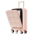 Luggage Sets 3 Piece, 20 Inch With Usb Port And Front Opening Design, Abs Hard Shell Luggage With Spinner Wheels, Cup Holder, Pink Pink Abs