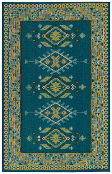 Traditional, Transitional, Oriental, Medallion, Border, Cut Pile 1'9" X 3' Rectangle Throw Rug Blue Polypropylene