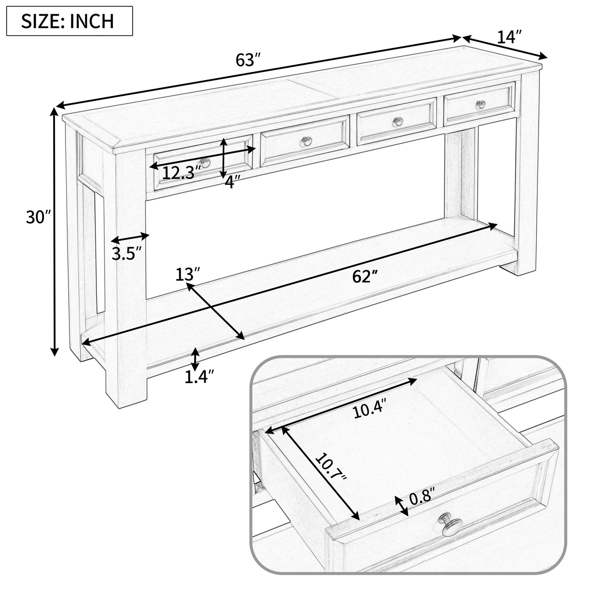 Console Table Sofa Table With Storage Drawers And Bottom Shelf For Entryway Hallway Espresso Espresso Solid Wood