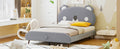 Full Size Upholstered Platform Bed With Koala Shaped Headboard, Gray Full Gray Velvet