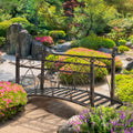 Outsunny 3.3' Metal Arch Zen Garden Bridge With Safety Siderails, Decorative Footbridge, Delicate Scrollwork & Corner Spheres For Stream, Fish Pond, Bronze Bronze Steel