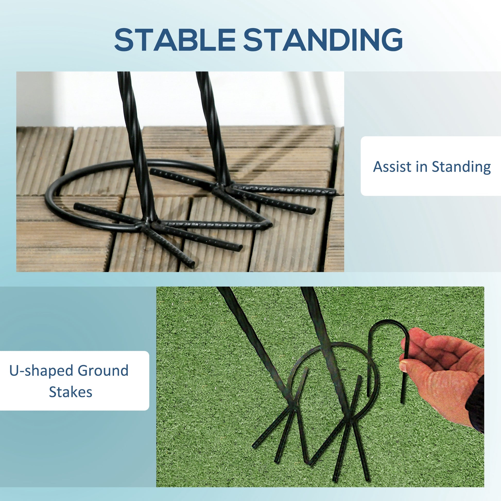 Outsunny Heron Garden Statues, 35.5" & 40.5" Standing Bird Sculptures, Metal Yard Art Decor For Lawn, Patio, Backyard, Landscape Decoration Set Of 2, White & Black Multicolor Steel