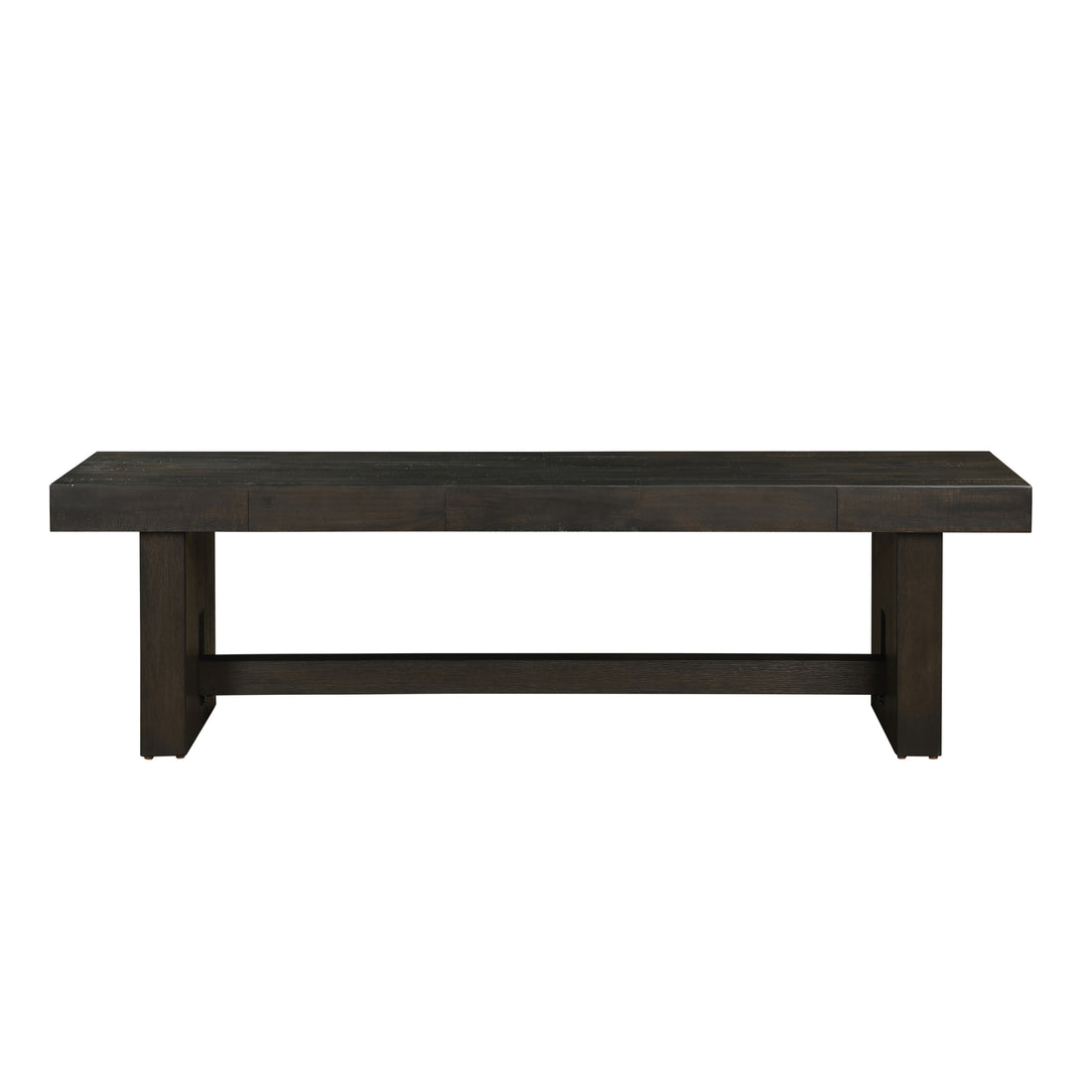 Distressed Walnut Armless Bench Distressed Brown Bedroom Transitional Rubberwood Wood