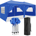 10'X20' Folding Canopy With 6 Removable Sidewalls Outdoor Event Shelter Upf 50 Gazebo Portable Tents For Parties Beach Camping Wedding Ez Pop Up Canopy Blue Metal