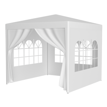 10'X10' Party Tent Outdoor Heavy Duty Gazebo Wedding Canopy 4 Removable Walls White Polypropylene